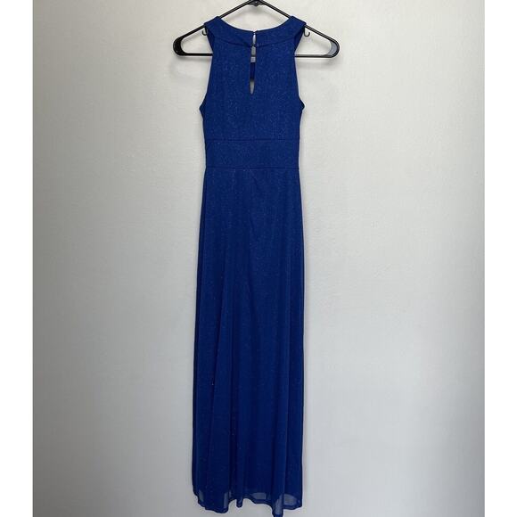 Sweet Storm | Blue Shimmer Sleeveless Keyhole Maxi Party Dress Small Y2K 90s Vtg - Picture 8 of 8